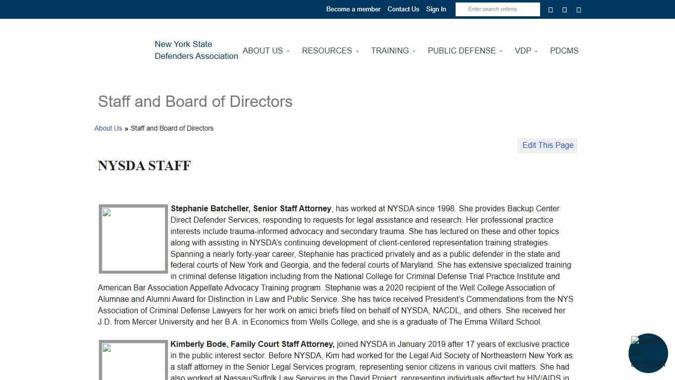 Board and Staff - New York State Defenders Association